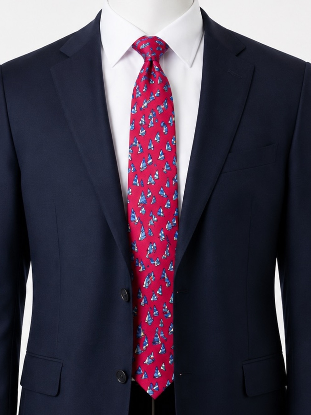 GAP Silk Sailboat Tie in Red Yellow and Blue Sailboats Men's Silk Neck Tie